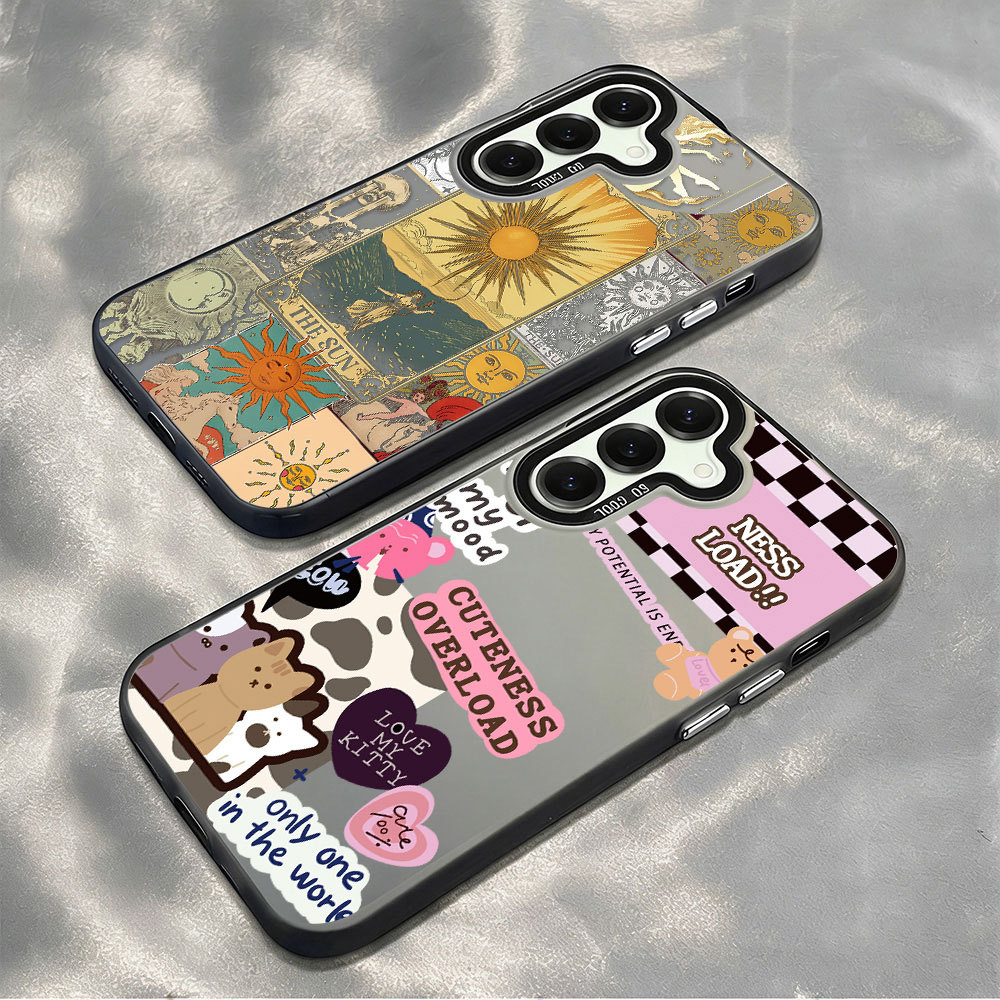 Cartoon Cat IMD เคส For Samsung A36 A56 A17 A07 A55 A06 A05S A15 A35 A54 A26 เคสโทรศัพท์ เปลือกแข็ง กันกระแทกเคสมือถือ