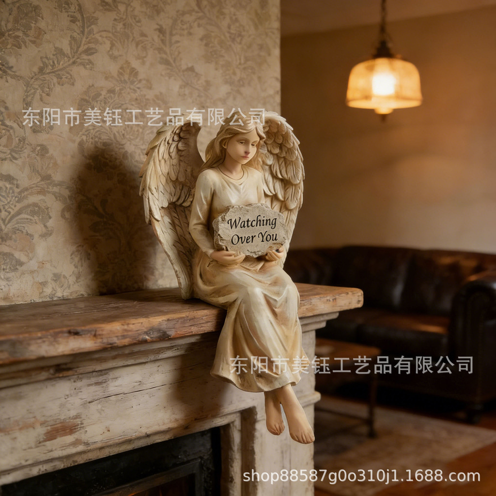 Spot Goods#Popular Guardian Angel Garden Statue American-style home entrance TV cabinet decorative r