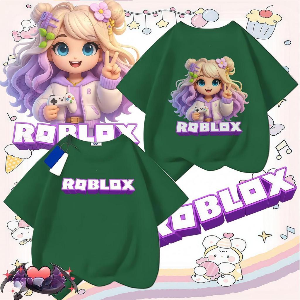 [COD]เสื้อยืดพิมพ์ลายใหม่ ROBLOX สำหรับเด็กผู้หญิง แฟชั่นปี 2026 แท้ ระบายอากาศได้ดี เสื้อเด็ก มีหลายสีให้เลือก เสื้อผ้า ราคา ถูกที่สุด ดีลบีเคเค แกลเลอรีภาพที่ 4