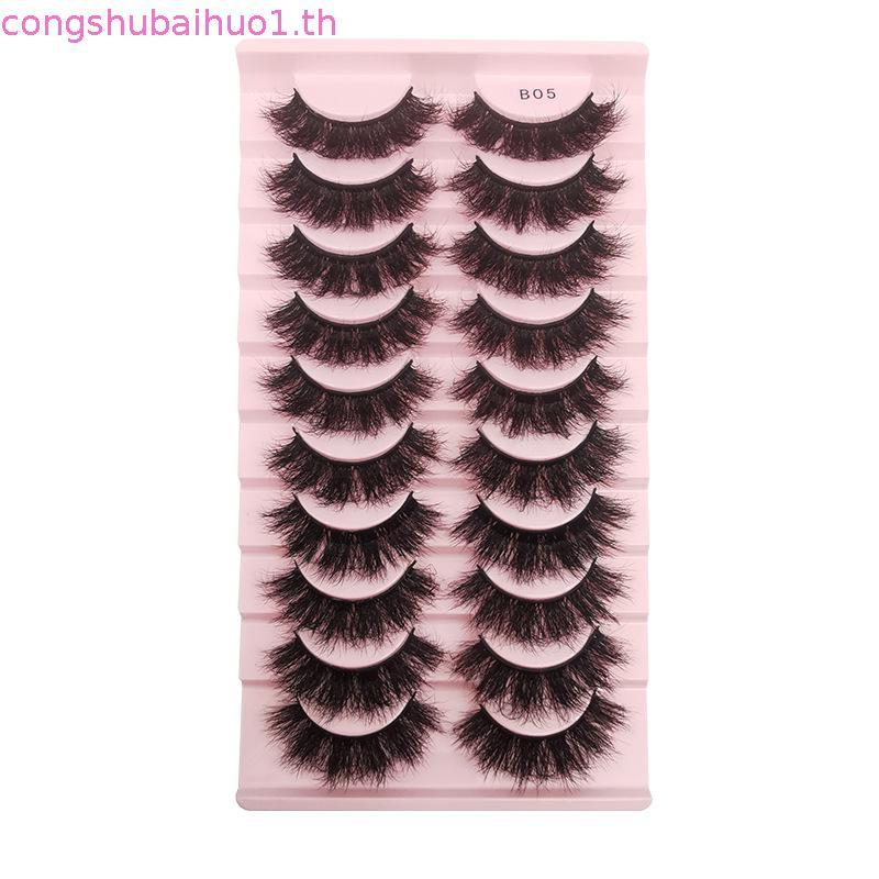 HBZGTLAD Soft Mink Eyelashes 3D Curl Winged End Eye Elongated ปลอม Lashes หนา Handmade ธรรมชาติขนตาป