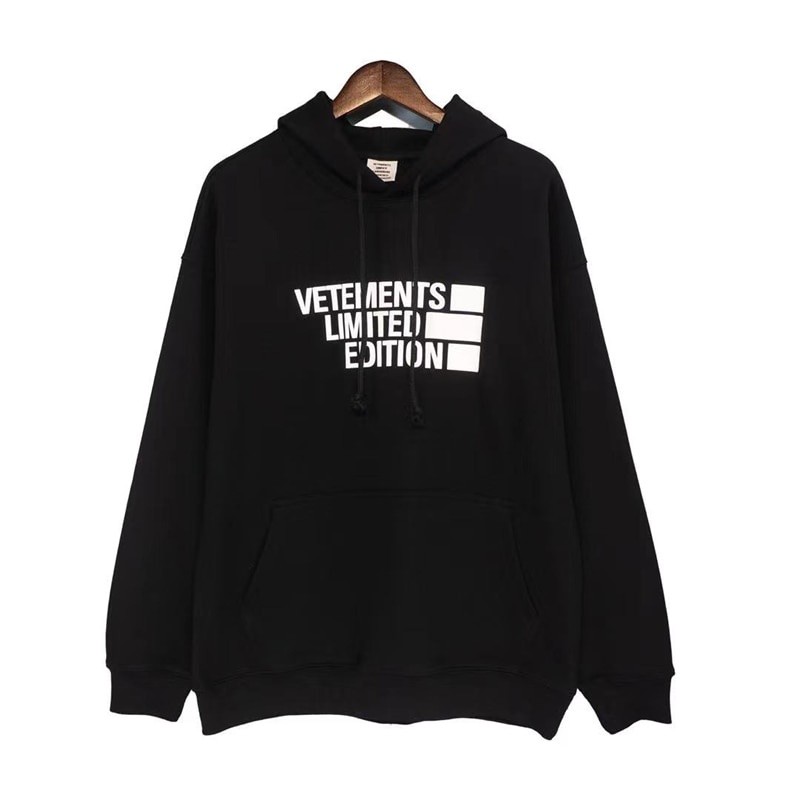 SG2 ผู้ชาย Pullovers Vetements โลโก้ใหญ่ Limited Edition Hoodie Vetements เสื้อ Tonal ปัก Vtm