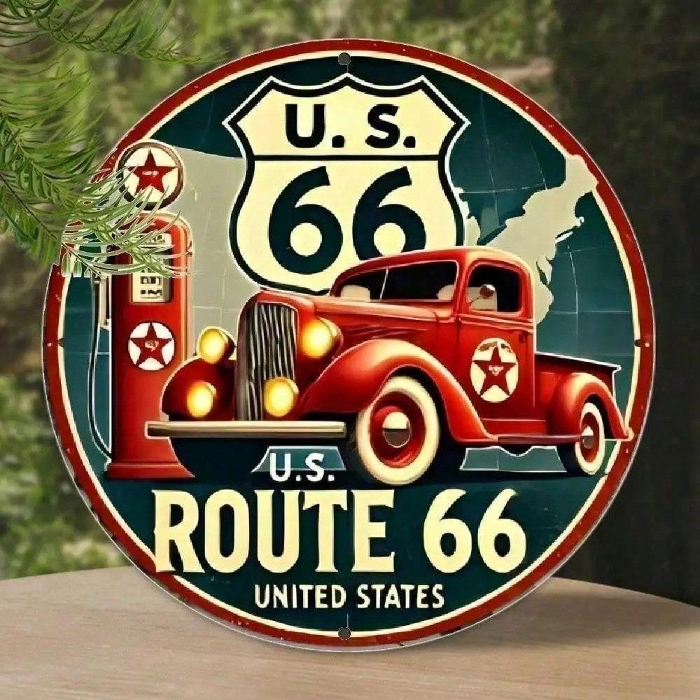 CIFbuy ป้ายดีบุกวินเทจเส้นทาง 66 Retro Metal Wall Art สําหรับ Man Cave Garage