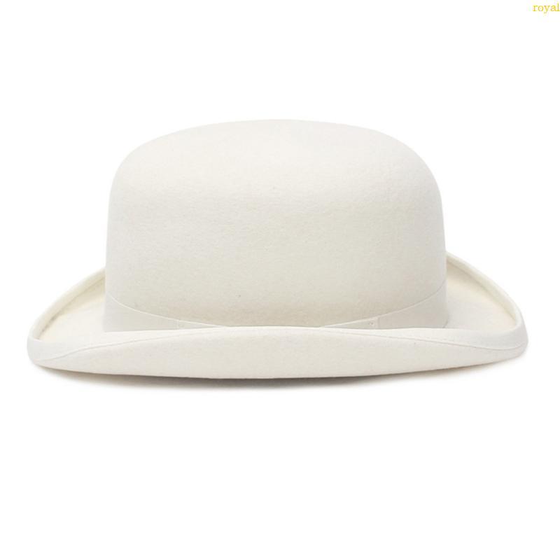 (ส่วนลดสูง)oyalking.th Vintage Fedora Hat Victorian Age Short Brim Wool Magician Hat Versatile Trilb