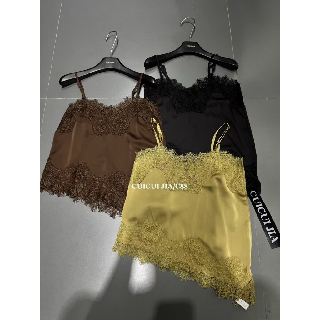 ❤ ❤     C6495 เสื้อสายเดี่ยว ผ้าซาตินอย่างดี แต่งผ้าลูกไม้ สายปรับได้งานสวยเก๋ ไม่ซ้ำใครแน่นอนค่าTAG CUI ราคา ถูกที่สุด ดีลบีเคเค แกลเลอรีภาพที่ 9