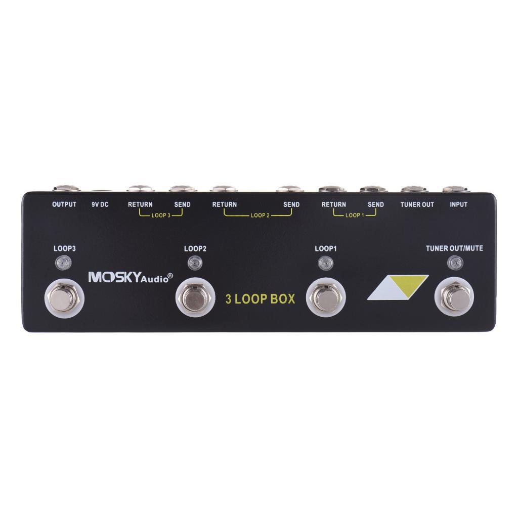 MOSKYAUDIO 3 Loop Box Guitar Effect Pedal พร้อมช่องเลือก True Bypass Effects Switcher อลูมิเนียม 6.3