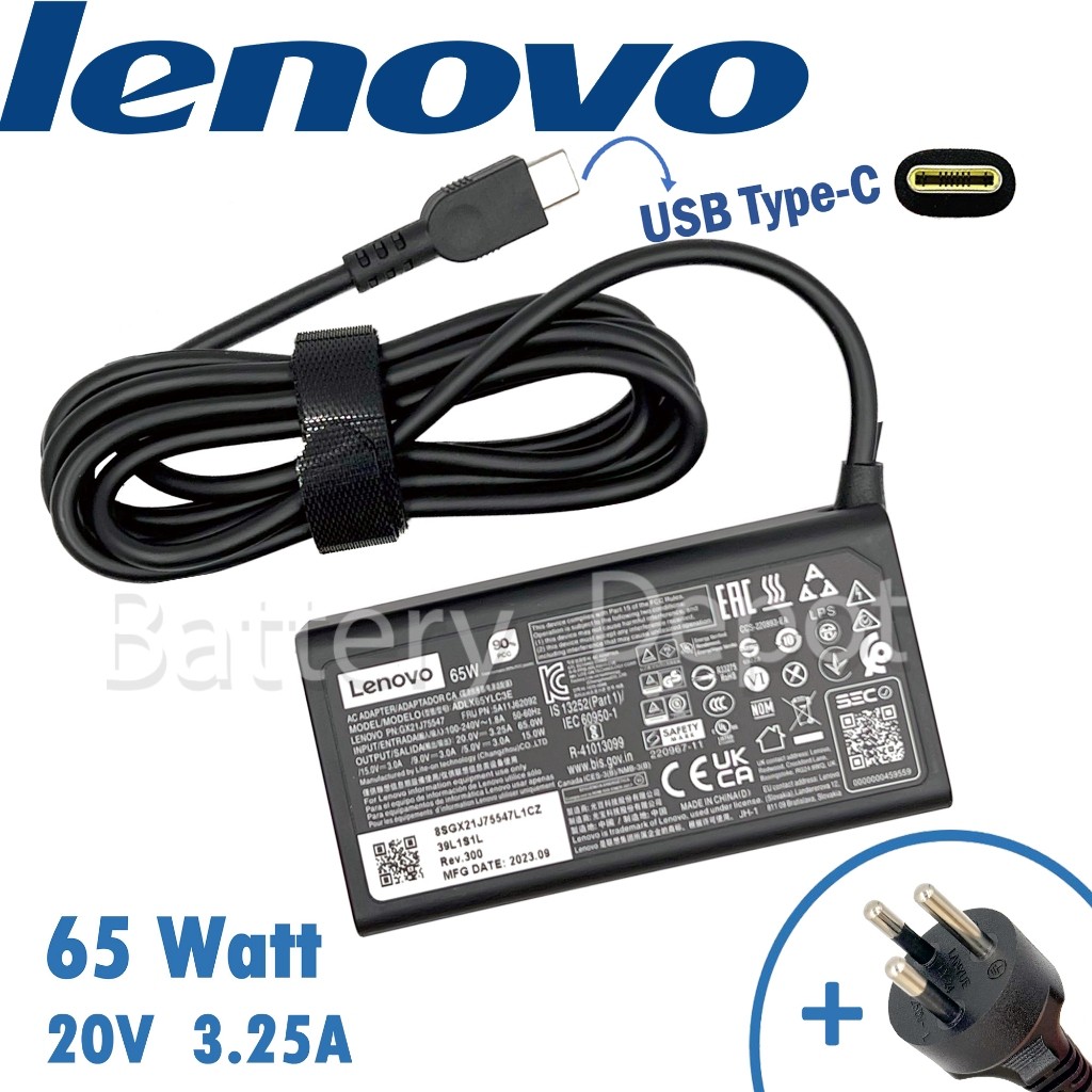Slim Lenovo Adapter ของแท้ (ThinkBook 14-IML / ThinkBook 14 G7 IML / Yoga 7 2-in-1 16IML9) 65W Type-