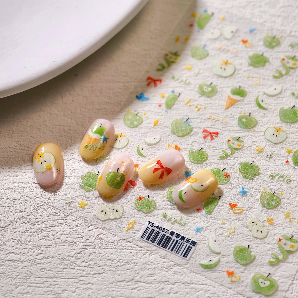 TENSOR Iron New Craft Small Fresh Nail Sticker TS-4087 Green Apple Paradise 3d Children Available Na