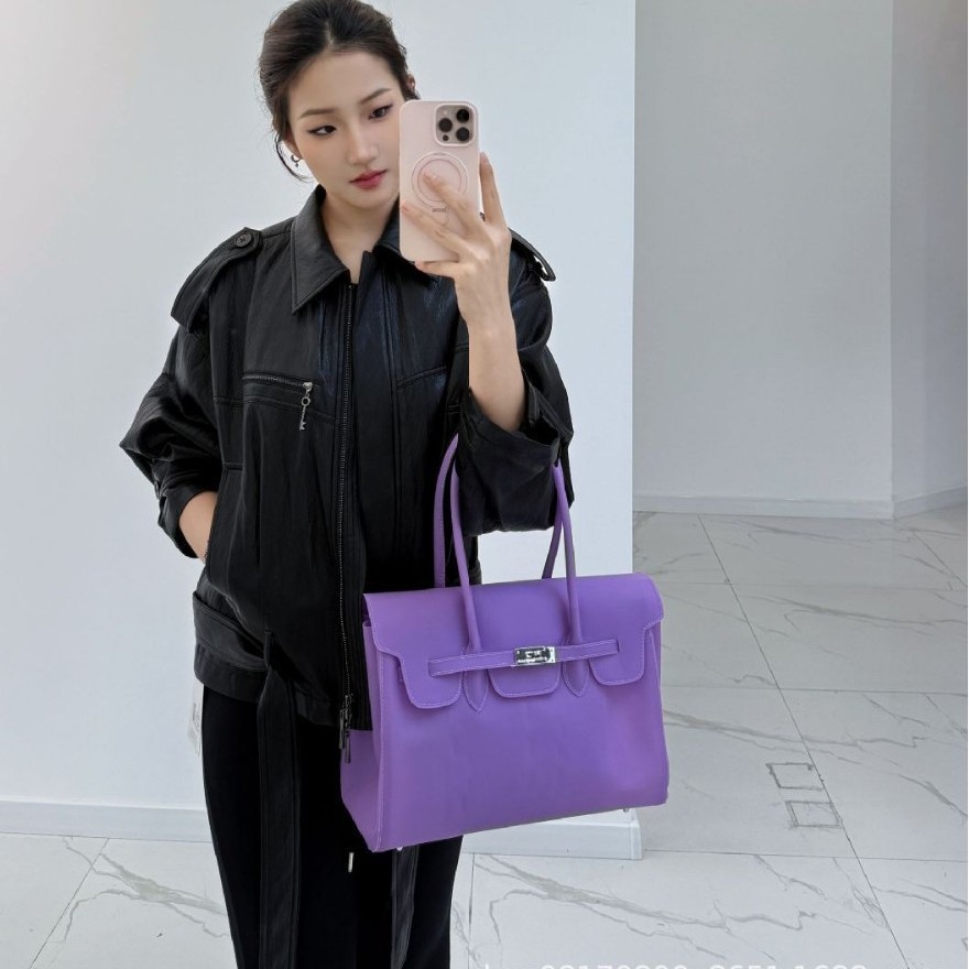 กระเป๋าสะพายข้างแบบ tote ขนาดใหญ่ สไตล์เกาหลี วัสดุเจลลี่ฝอยเงิน มีหลายสีให้เลือก