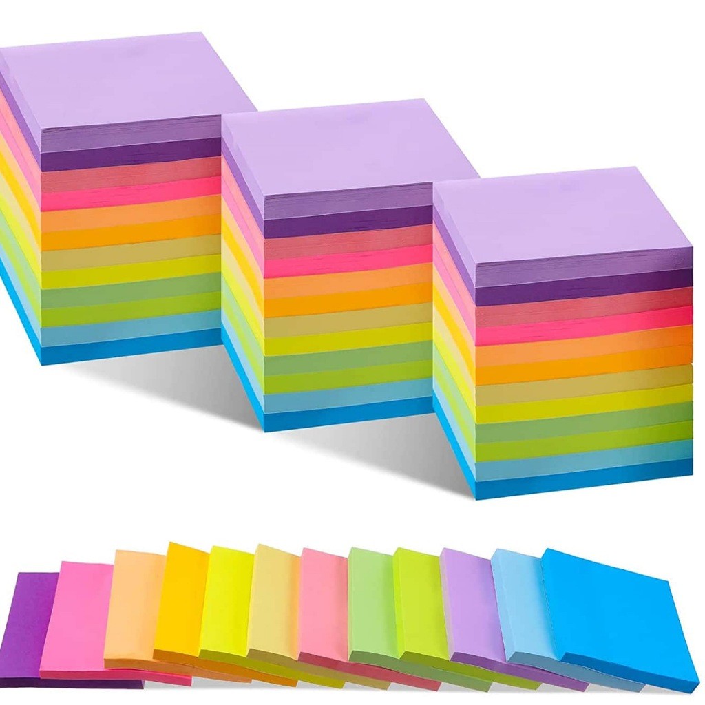 กระดาษโน๊ตมีกาวมากถึง 300-600 แผ่น กระดาษโน๊ตหลากสี sticky note โพสอิท
