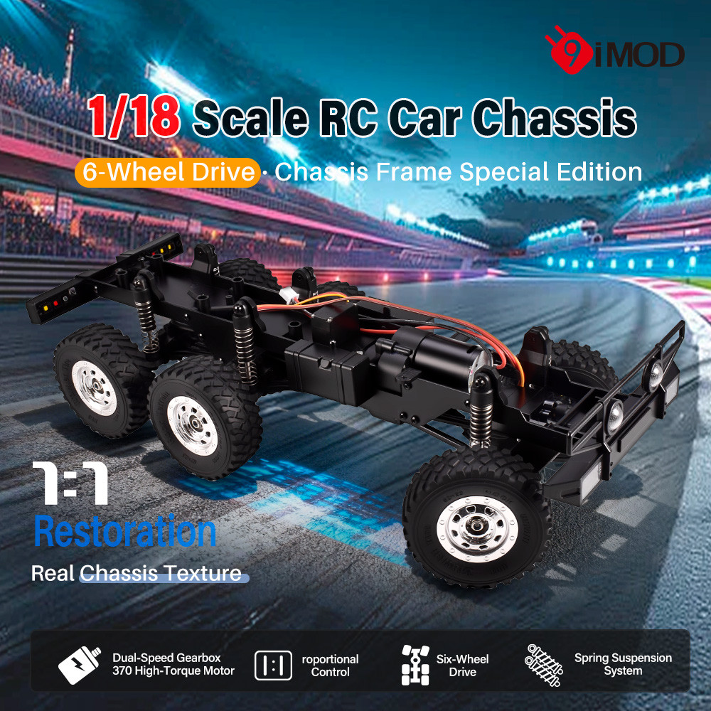 9IMOD 1/18 6-Wheel Drive RC Car Chassis Frame for JJRC C8823, 370 Motor Crawler DIY Upgrade Parts