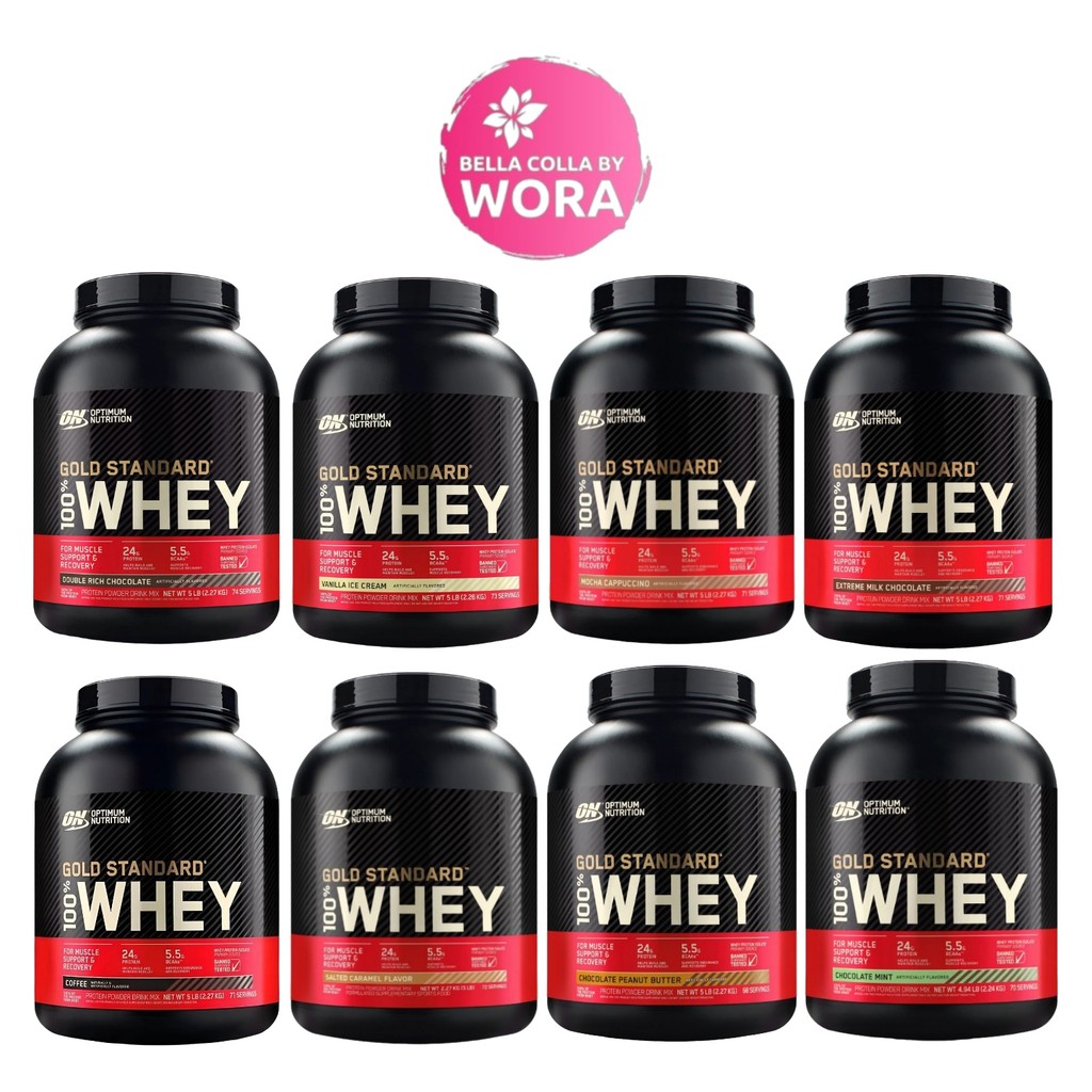 [1 กระปุก] Optimum Nutrition Gold Standard Whey [5 LB/กระปุก] [เลือกรสชาติ] เวย์โปรตีน เสริมสร้างกล้ามเนื้อ