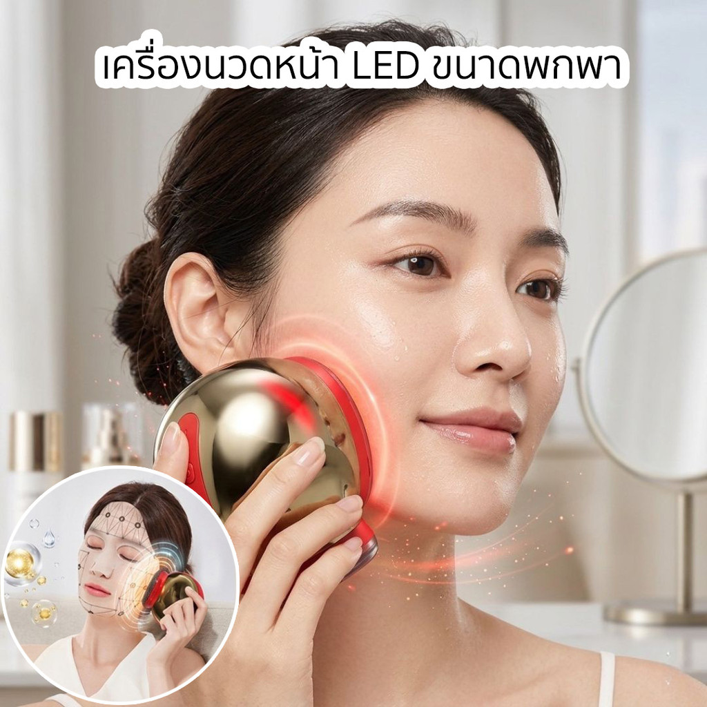 เครื่องนวดหน้า LED 3 โหมด ช่วยกระตุ้นคอลลาเจน ลดริ้วรอย ผิวเรียบเนียนกระจ่างใสขึ้น ใช้งานง่าย WRINKL