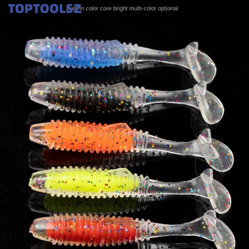 TOPTOOLS 10 ชิ้น Soft Lure, วัสดุนุ่ม 6.5 ซม.2 กรัมซิลิโคนหนอนเหยื่อ, 2025 Wobbler Action Ribbed Texture Paddle Tail เหยื่อตกปลาหนอน Predatory ตกปลา