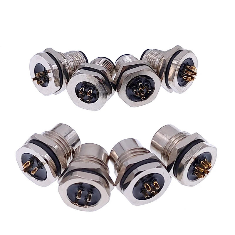 M1216 ด้านหน้า pannel Connector 4pin 5pin 8pin M16 ติดตั้งสกรูเกลียวชายหญิง M12 กันน้ําเซ็นเซอร์เชื่
