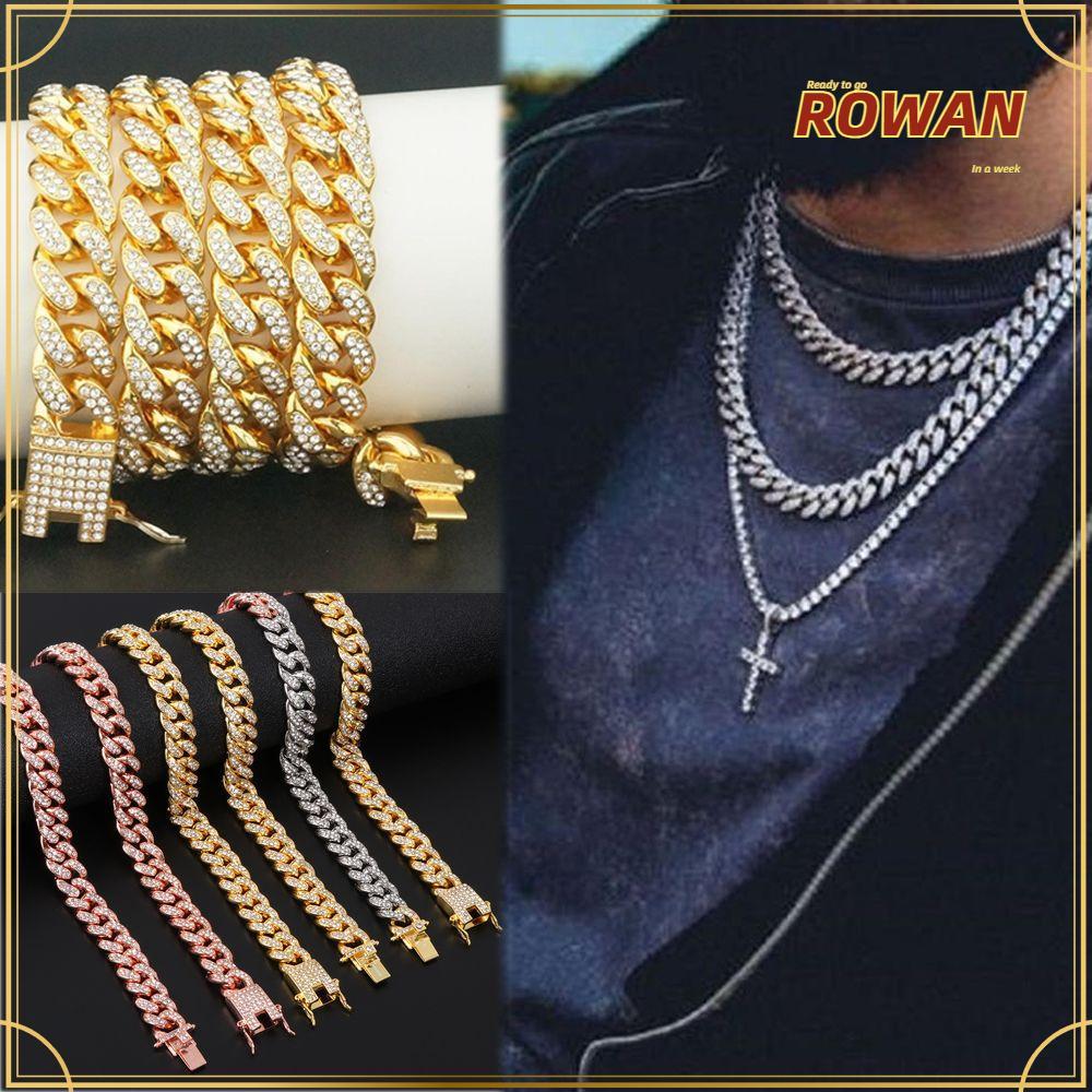 ROWANTH สร้อยคอผู้หญิงผู้ชายเพชรแฟชั่นสร้อยคอ Hip Hop