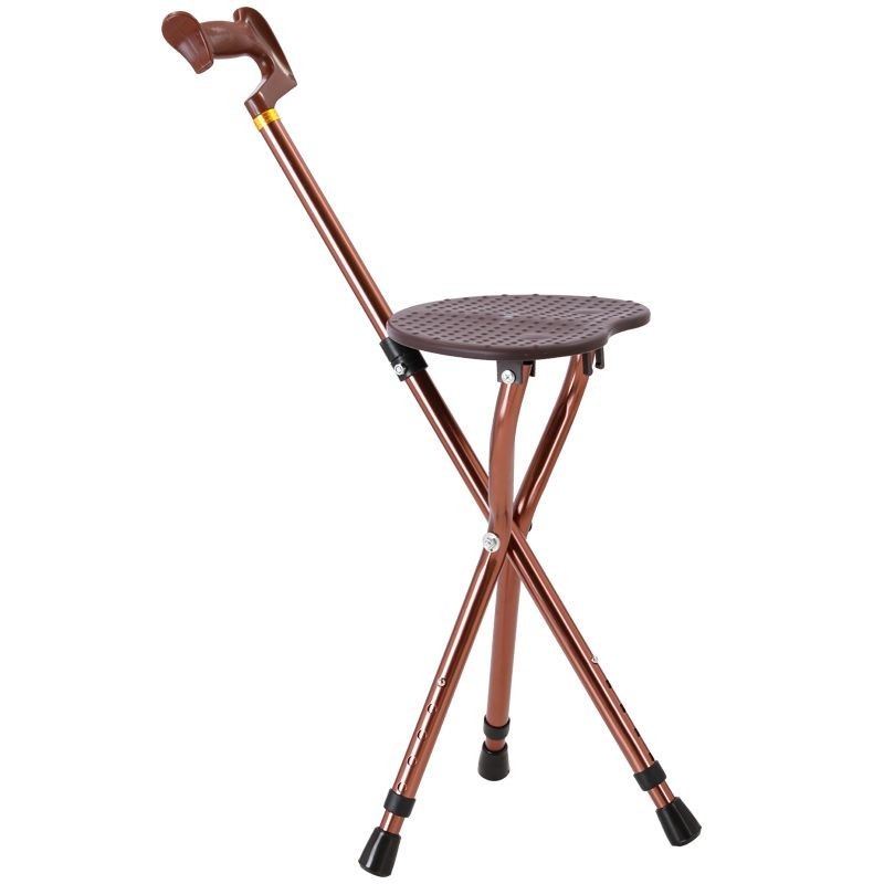 Cane สตูลพับผู้สูงอายุ Anti-slip Walker สตูลน้ําหนักเบาเดิน Cane สตูลเก้าอี้แสงผู้สูงอายุเสริม Trave