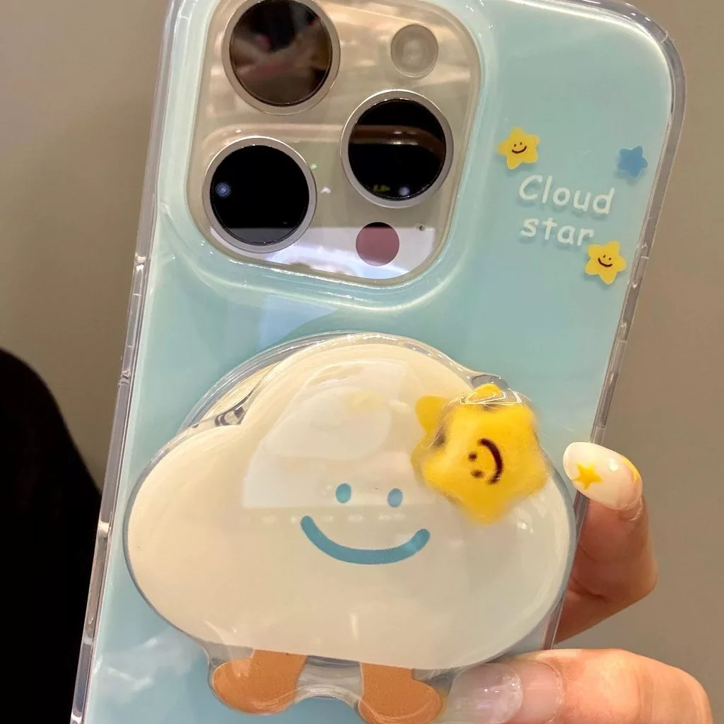 Star Smiley Cloud Magnetic Bracket Samsung S26 S22 S23 S24 S25 FE Ultra A57 A36 A56 A55 เคสโทรศัพท์ป้องกันกรณี