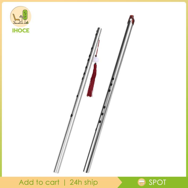 [Ihoce] Dizi Flute Stainless Steel Chinese Woodwind Beginner Flute Portable Instrument for Music Cla