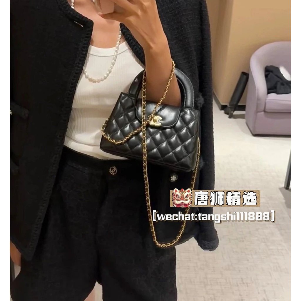 [Tangshi Channel Goods] Xiaoxiang 23K/24P/25K Kelly Gold Label Chain with Handle Shiny Calfskin Cros