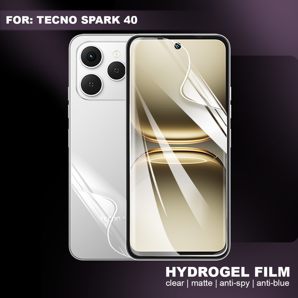DW DW DW DW| Anti-Scratch Tecno Spark 40 ฟิล์มไฮโดรเจลป้องกันหน้าจอ Clear Anti-Glare Anti-Spy Anti-B