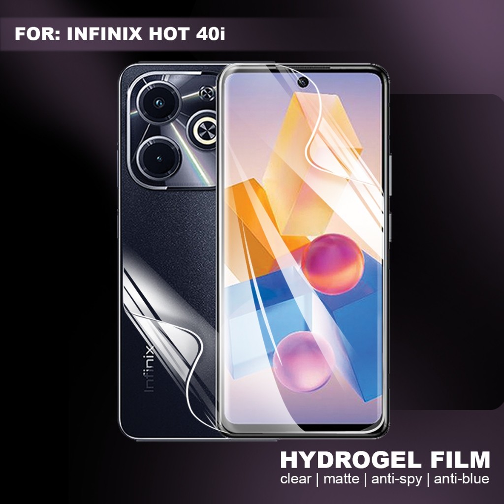DW DW DW DW| Anti-Scratch Infinix Hot 40i Hydrogel Film Screen Protector Clear Anti Glare Anti Spy A