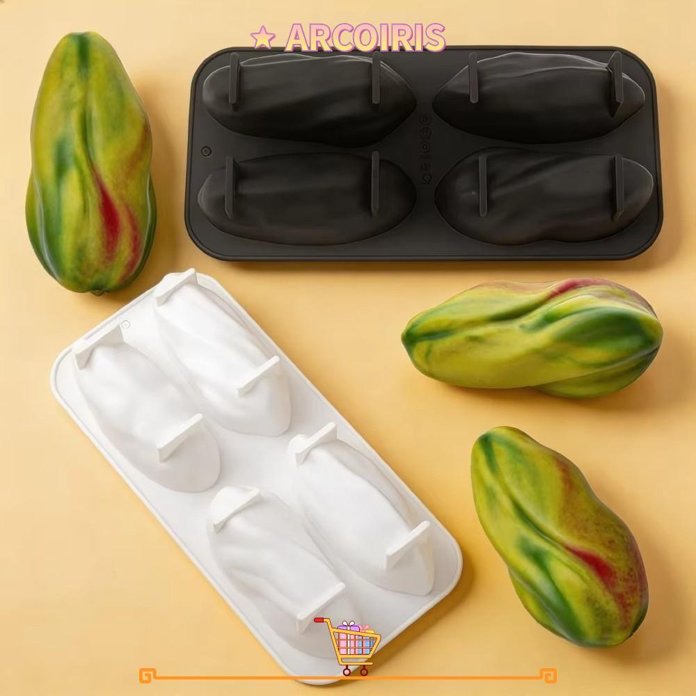 ARCOIRIS แม่พิมพ์ช็อคโกแลตพิสตาชิโอ, การออกแบบ 4 เซลล์เค้กมูสซิลิโคนเกรดอาหาร Mould, แม่พิมพ์ขนมฝรั่งเศสรูปเมล็ดกาแฟแฮนด์เมดแบบยืดหยุ่นบ้านเบเกอรี่