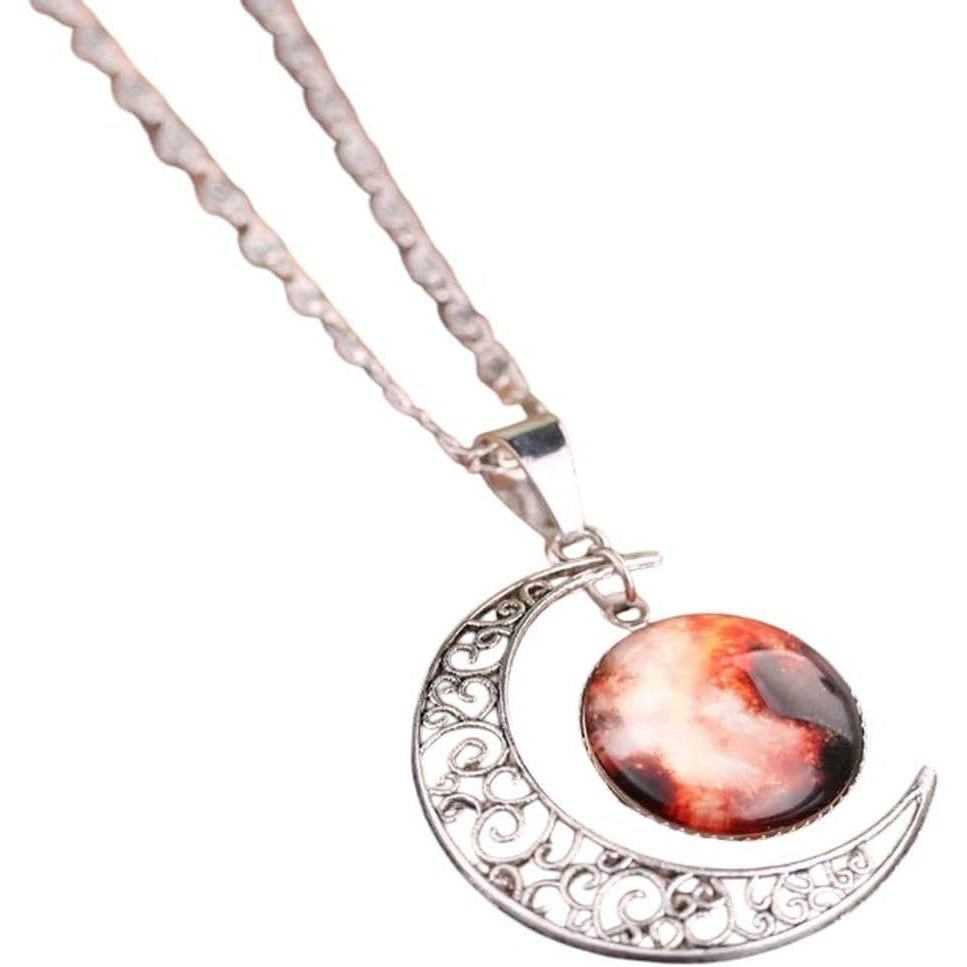ใหม่ 2026 Uni Bohemian Starry Sky Nebula แฟชั่นศิลปะรูปแบบ Moon แก้วรอบ Charm จี้สร้อยคอเครื่องประดั
