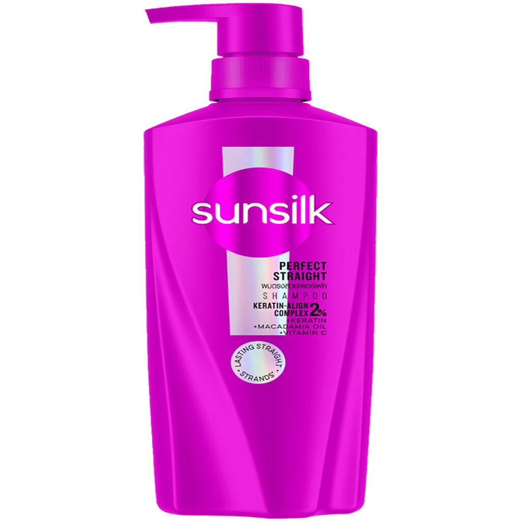LeeMart ยาสระผม ซันซิล SunSilk 325ML แชมพู ซันซิน สูตร สเตรท สีม่วง ขนาด 325 มล.