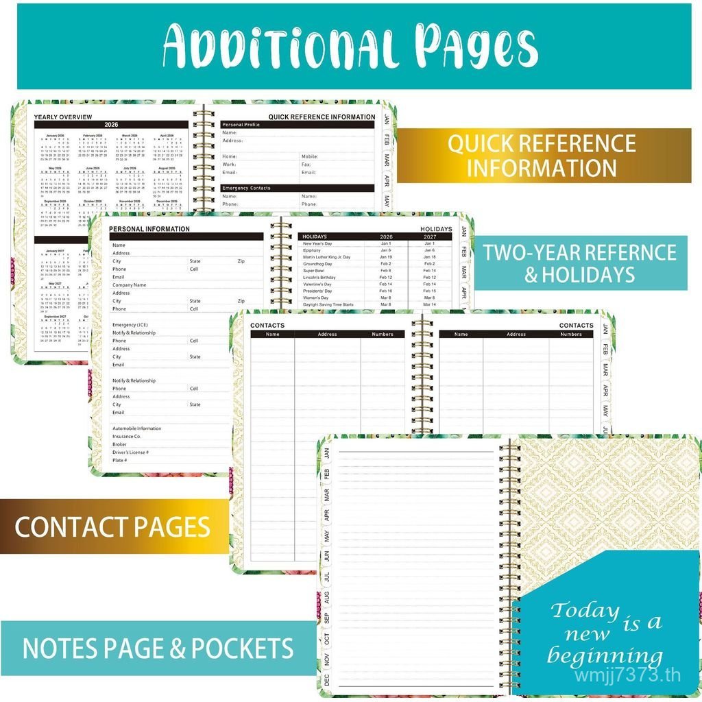 Notebook Diary a5 English Cross-Border 26 Years Notebook English Plan Coil 365 Days Work AN4O