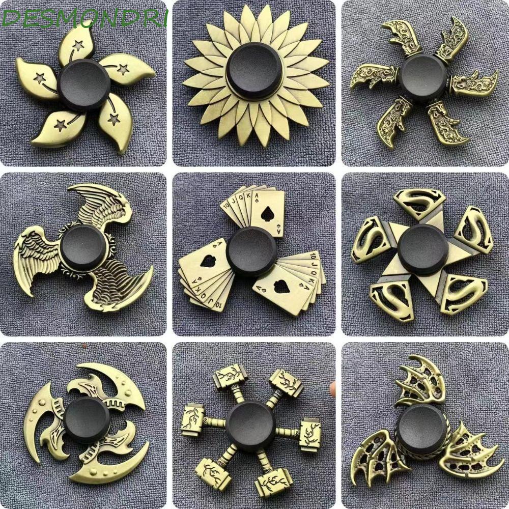 DESMNDRI Finger Spinner, ทองเหลืองสีสังกะสี Fidget Spinner, Hand Spinner Cool ตลก ADHD ความวิตกกังวล