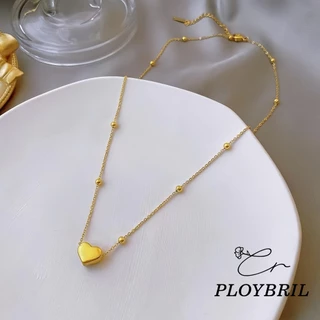 PLOYBRIL สร้อยคอ สแตนเลส สตรี พลาสติกทอง สไตล์เกาหลี จี้รูปหัวใจ แฟชั่นไม่หมอง ไม่หลุดลอก X070