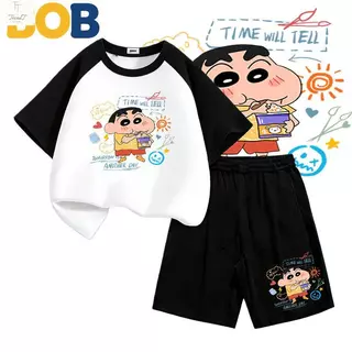 [COD]【จัดส่งไทย】2ชิ้น ชุดแฟชั่นเด็ก ชินจัง Shinchan ลายการ์ตูน NASA เสื้อยืดแขนสั้น+กางเกงขาสั้น สำหรับเด็กอายุ 1-14ปี+（