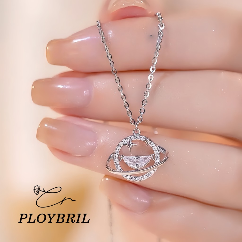PLOYBRIL สร้อยคอ รุ่นดาวเสาร์แห่งท้องทะเล ชุบเงิน92.5%  (ถุงต้องสั่งเพิ่ม) ฟรีเซตของขวัญ ฝากเขียนการ์ดได้ X061
