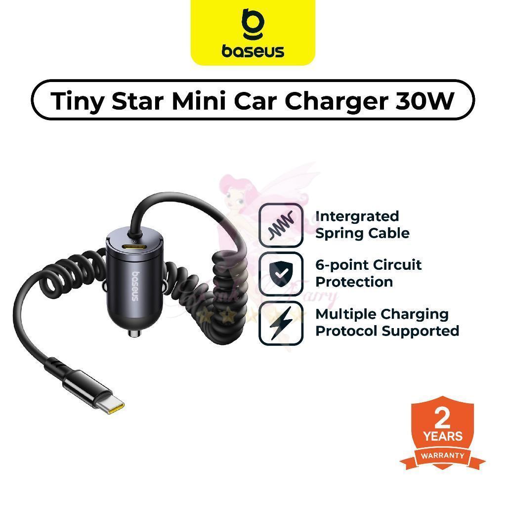Baseus Tiny Star Mini Car Charger (สาย C+C รวม) Original 30W Fast Charging Car Charger