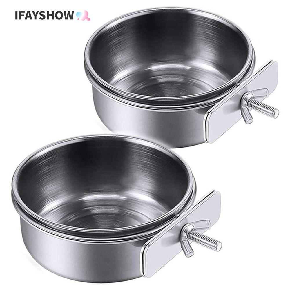 IFAYSHOW Pet Feeder ถ้วยน้ําสัตว์เลี้ยงอุปกรณ์นกสแตนเลส Anti-gnawing อาหารน้ํา Feeding