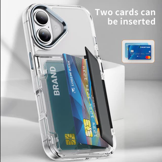 Luxury Hybrid PC + TPU ผู้ถือบัตรเคสโทรศัพท์สําหรับ iPhone 17 Pro Max 16 15 Pro Max 14 13 Pro Max 14 15 16 Plus 17 Air 16 Pro Max กันกระแทกโปร่งใสกระเป๋าสตางค์นุ่มปกหลัง