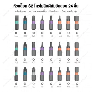 ชุดไขควงช่าง ใช้ได้ทั้งงานซ่อมและประกอบ เหมาะกับไขควงหัวแบน หัวแฉกและหัวดาว ชุดบล็อกด้ามฟรี 42/24 in 1 ใช้งานหลากหลาย