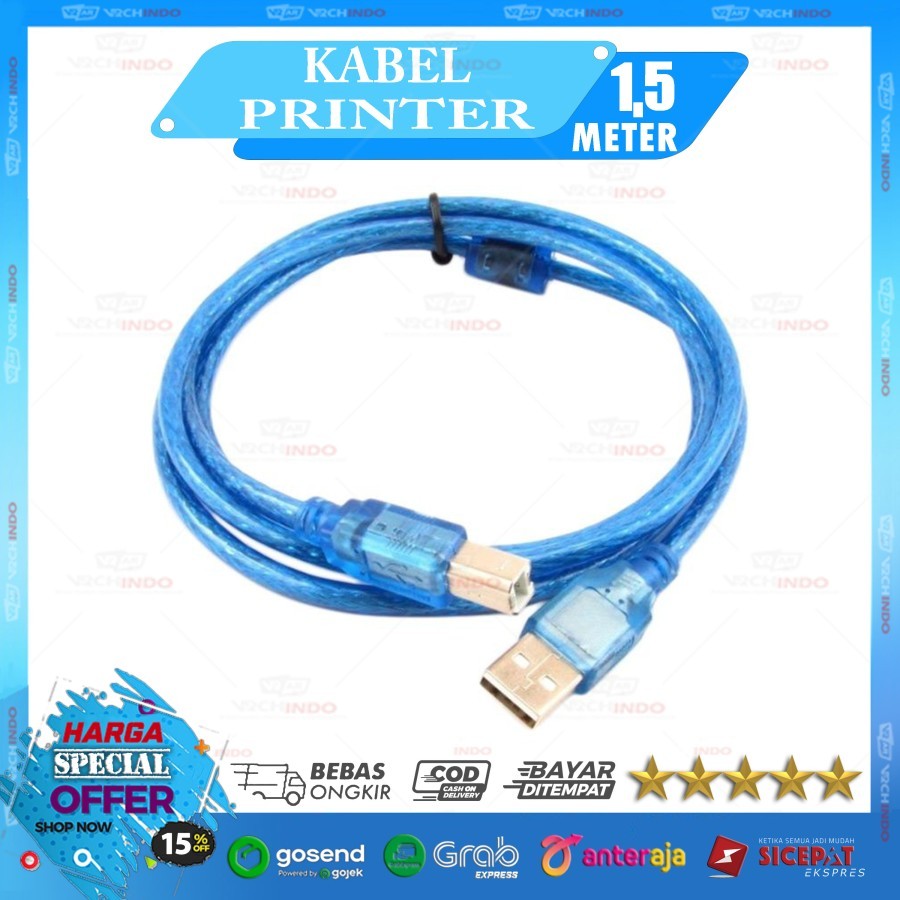 สายเครื่องพิมพ์ Blue USB A to B ความยาว 150CM / 1.5M / 1.5 เมตร - USB 2.0 A to B คุณภาพสูง !!