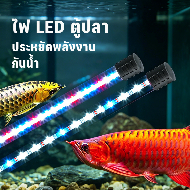 COD ไฟกันน้ำตู้ปลา ไฟตู้ปลา หลอดไฟใต้น้ำ หลอดไฟ LED สองแถว โหมดเปลี่ยนสี 3 สี สามารถแช่น้ำได้ สำหรับตู้ปลา