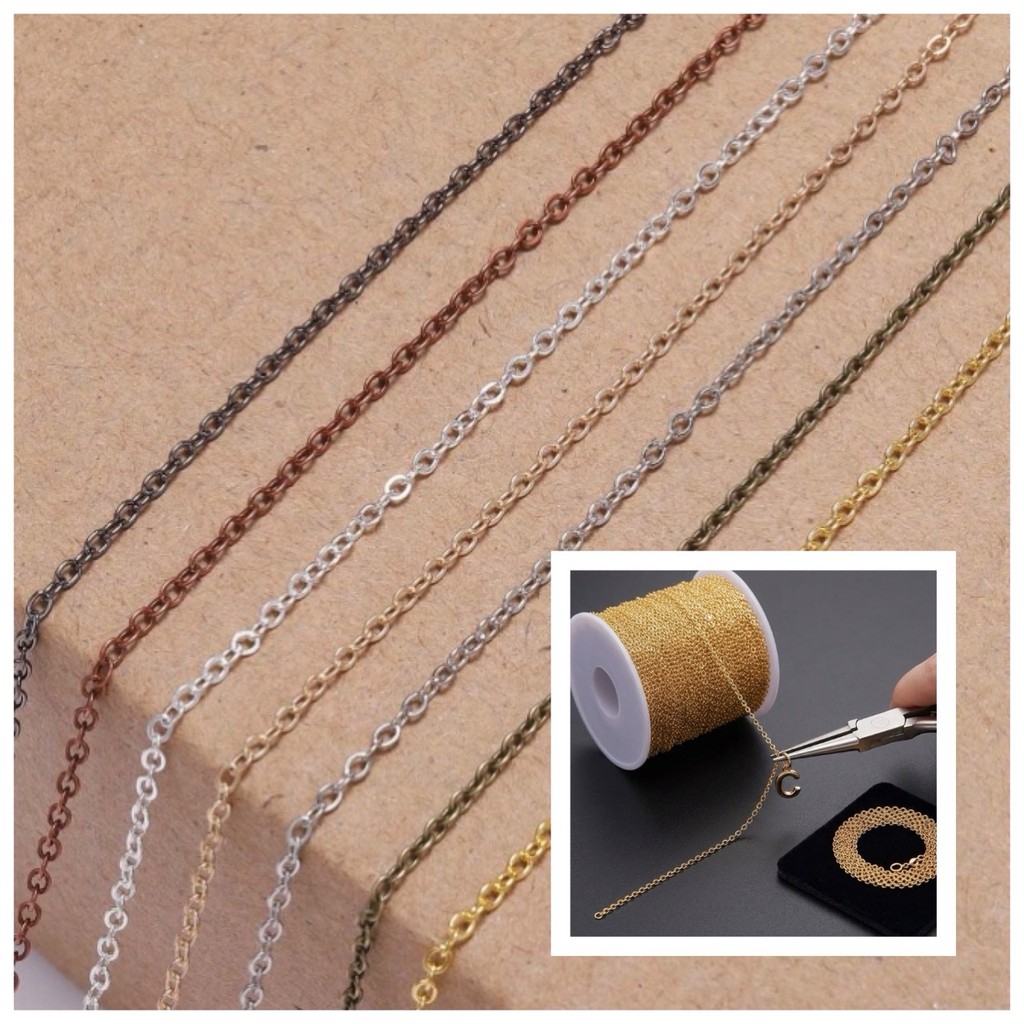 💥 สร้อย โซ่ สแตนเลส DIY สำหรับทำ เครื่องประดับ ขนาด 1.5 มม. ยาว 5 เมตร สร้อยคอ ข้อมือ เกรดพรีเมี่ยม 💥