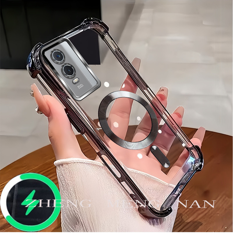 เหมาะสําหรับ Vivo Y76 5G Y76S Y77 5G Y77E 5G Y72 5G เคสโทรศัพท์ CD รูปแบบแหวนดูดแม่เหล็ก TPU anti dr
