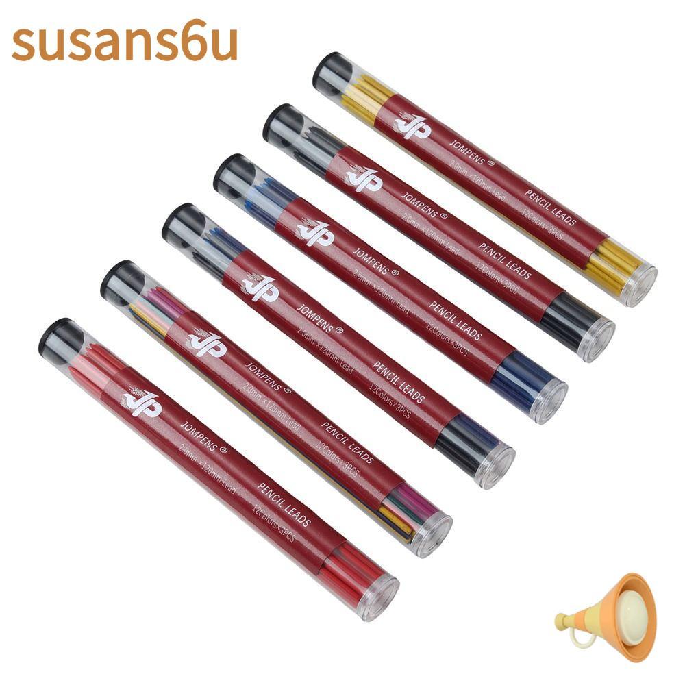 SUSAN ไส้ดินสอกด 2B ความจุขนาดใหญ่ 0.5/0.7/0.9/1.3/2.0 มม. สำหรับวาดภาพและสเก็ตซ์ศิลปะ หลากสี คุณภาพสูง
