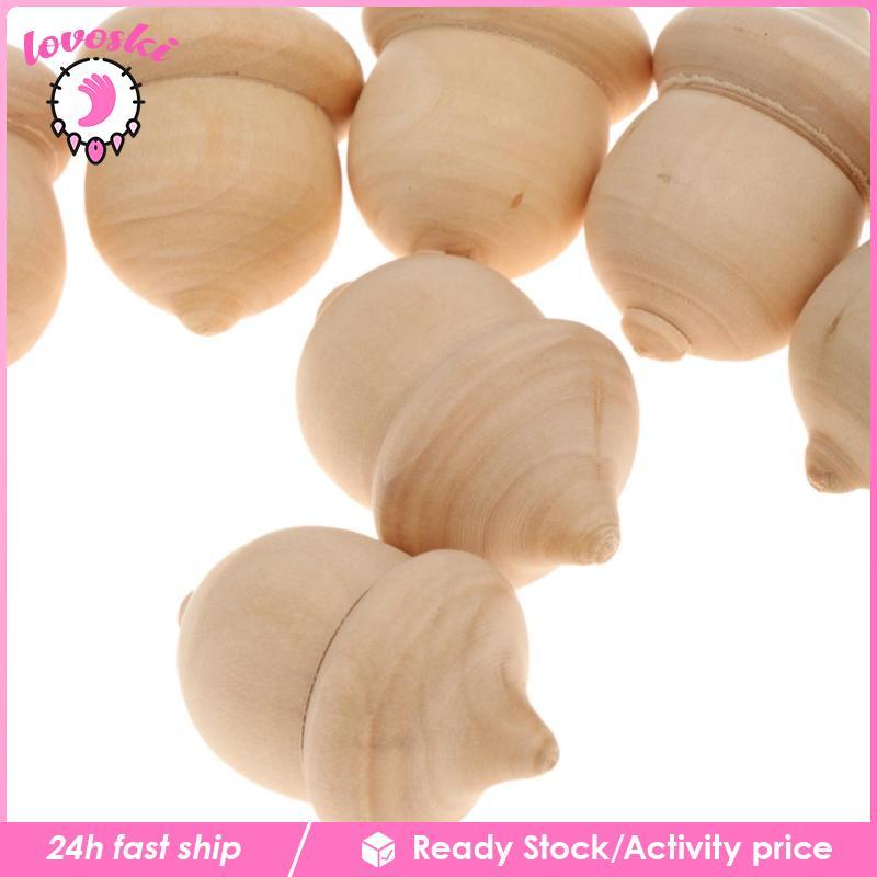 [Lovoski] 10 ชิ้นไม้ที่ยังไม่เสร็จ Waldorf Acorns DIY การศึกษาเด็กของเล่นเด็ก