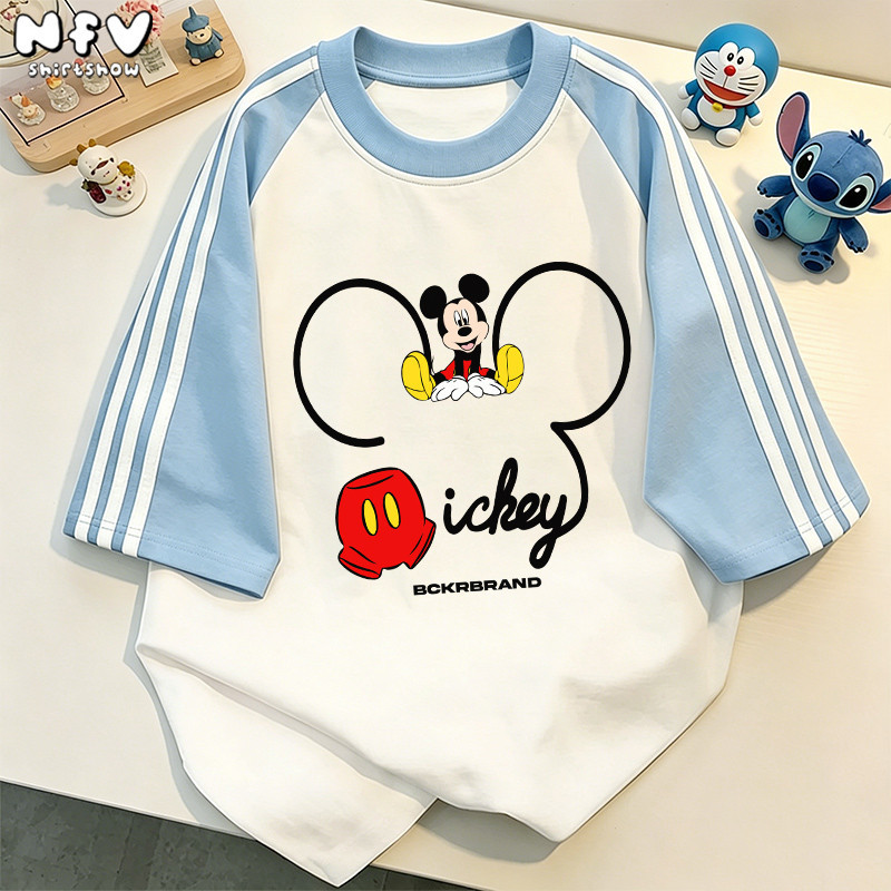 【จัดส่งตลอด 24 ชั่วโมง】NFV สไตล์เกาหลี✨เสื้อยืดเปล่า เสื้อยืดทรงหลวม ดีไซน์คลาสสิค อ่อนนุ่ม Mickey Mouse ระบายอากาศ YG503