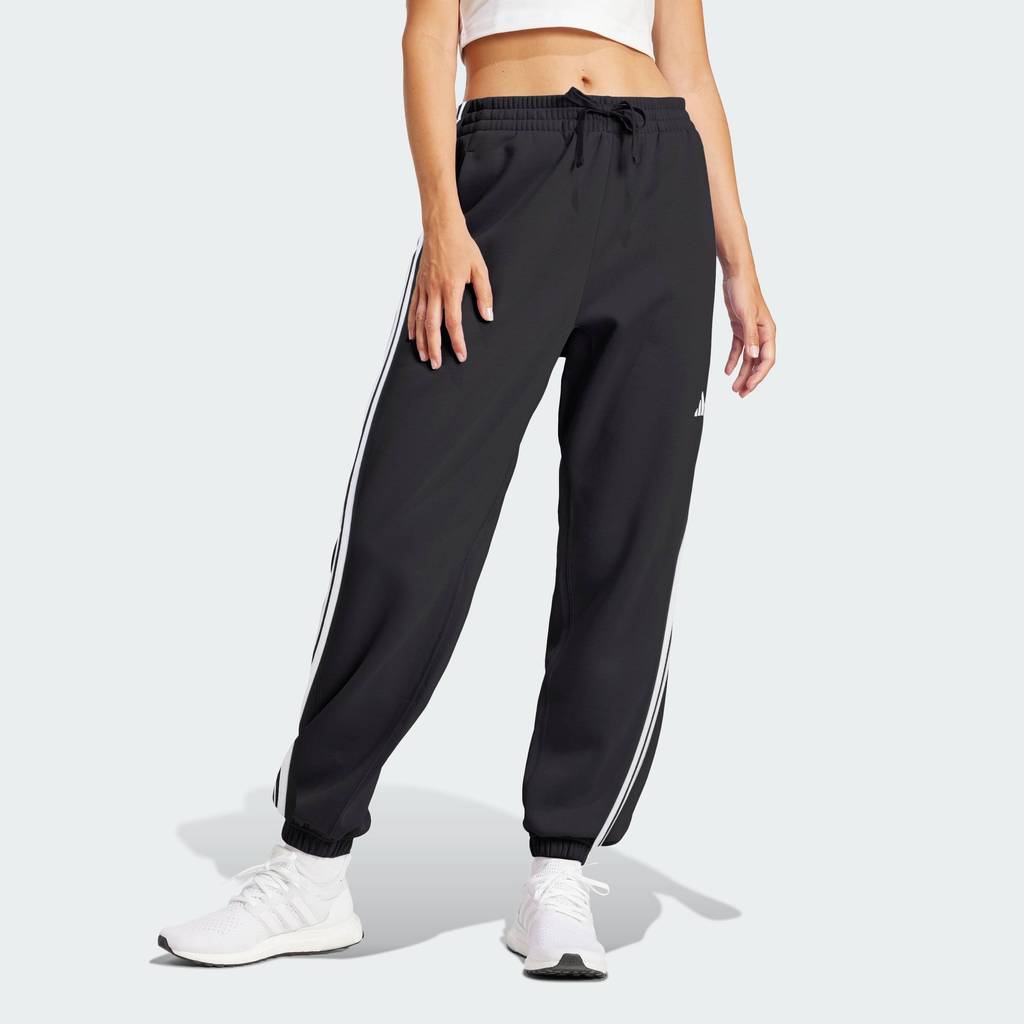 adidas Lifestyle Essentials 3-Stripes French Terry Cuffed Pants Women Black JD5302