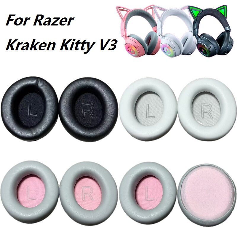 ✨ของแท้หูฟังเหมาะสําหรับ Razer North Sea Monster แมวน่ารัก V3 Kraken Kitty V3 หูฟังเปลี่ยน Earmuffs 