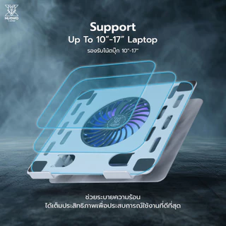 NUBWO NX-F6 ARCTIX แท่นวางแล็ปท็อป RGB Gaming Cooler Pad รองรับแล็ปท็อปตั้งแต่ขนาด 10–17 นิ้ว ใช้งานง่าย น้ำหนักเบา