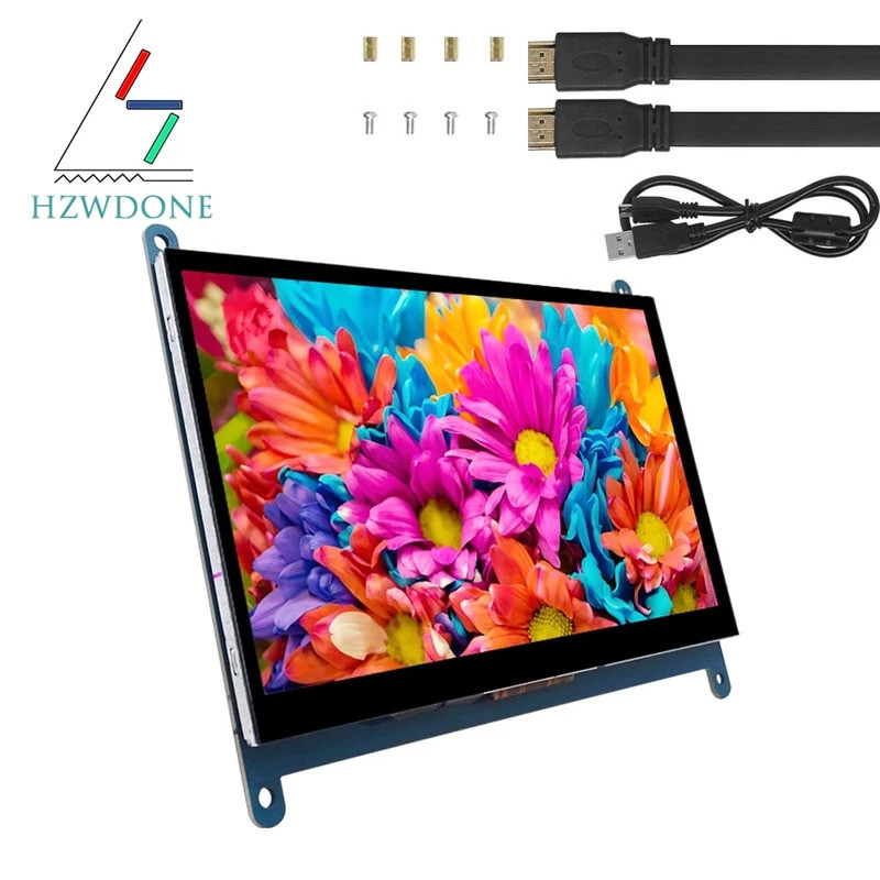 7 นิ้ว Raspberry Pi 4/3/2/B/B+/A+ Monitor 1024x600 IPS 5 จุดหน้าจอสัมผัสแบบ Capacitive ฟรีจอแสดงผล H