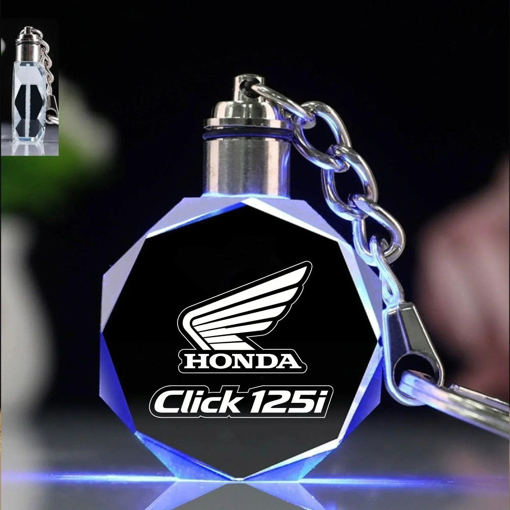 Honda click 125i 160i LED พวงกุญแจ K9 คริสตัล Luminous รูปหลายเหลี่ยมโปร่งใสพวงกุญแจ Universal รถจักรยานยนต์รถอุปกรณ์เสริมสําหรับ Euro Rusi Honda YAMAHA