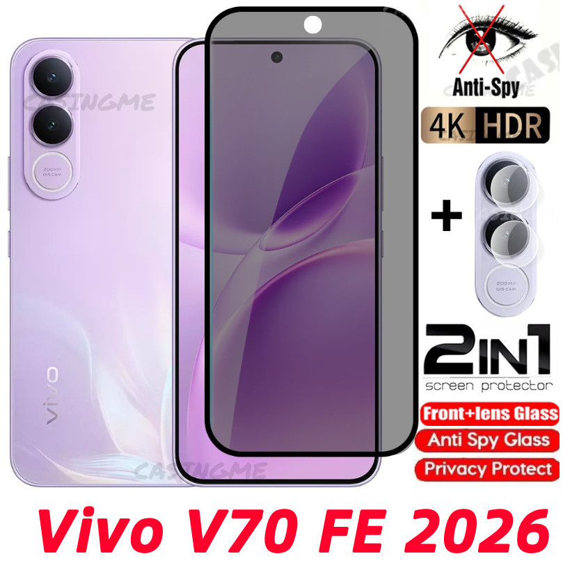 Vivo V70 FE 2026 กระจกนิรภัยส่วนตัว Anti-Spy คลุมทั้งหมดปกป้องหน้าจอสําหรับ Vivo V70 V70FE VivoV70FE